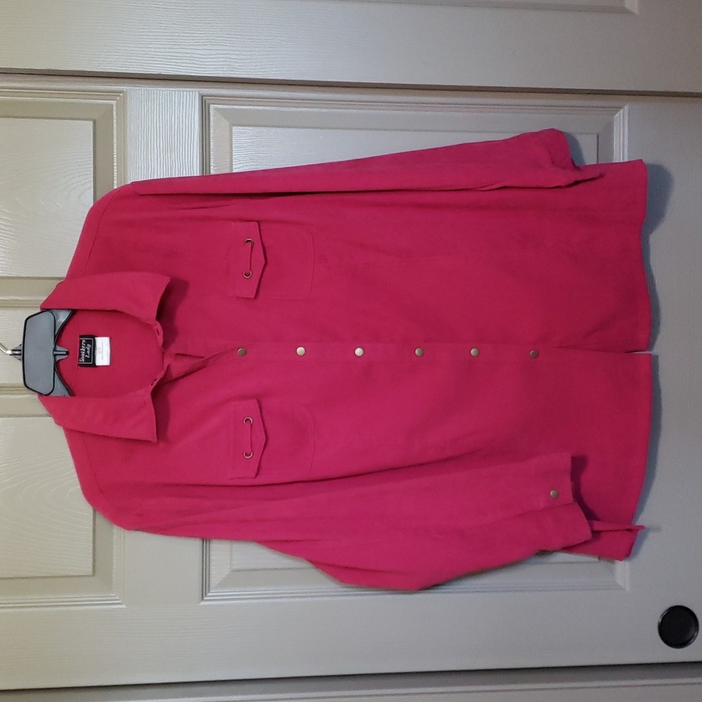 Southern Lady faux suede  metal snap button down top size 3X